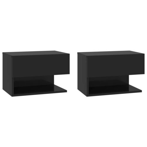 Wall-mounted Bedside Cabinets 2pcs Black - Image 2