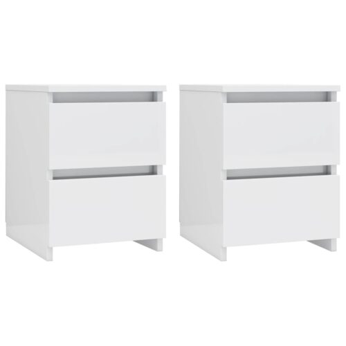 Bedside Cabinets 2pcs High Gloss White 30x30x40cm Engineered Wood - Image 2