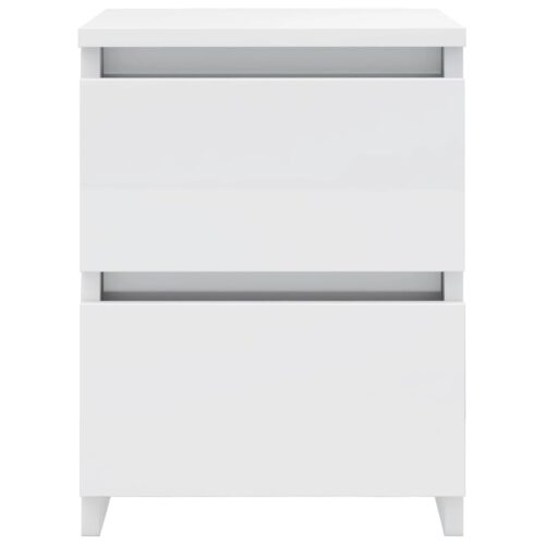 Bedside Cabinets 2pcs High Gloss White 30x30x40cm Engineered Wood - Image 5