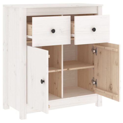 Sideboard White 70x35x80cm Solid Wood Pine - Image 6