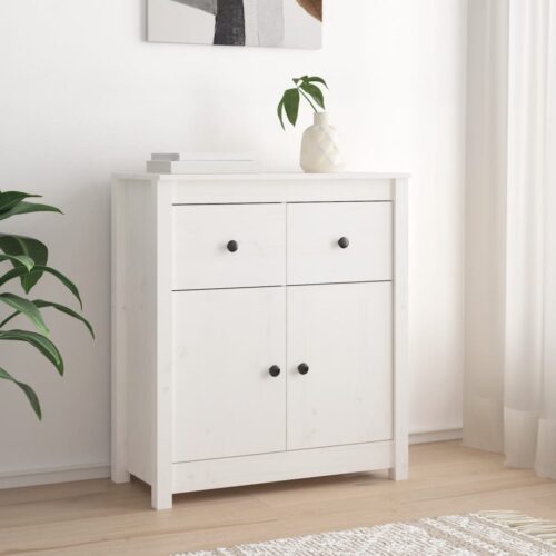 Sideboard White 70x35x80cm Solid Wood Pine - Image 11