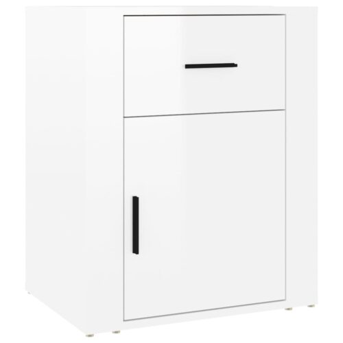 Bedside Cabinet High Gloss White 50x36x60cm Engineered Wood - Image 2