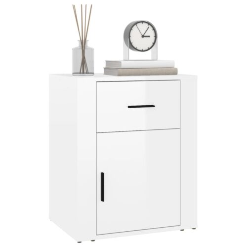 Bedside Cabinet High Gloss White 50x36x60cm Engineered Wood - Image 4