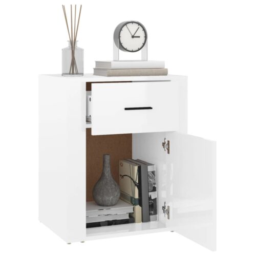 Bedside Cabinet High Gloss White 50x36x60cm Engineered Wood - Image 5