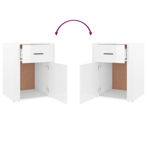 Bedside Cabinet High Gloss White 50x36x60cm Engineered Wood - Image 9