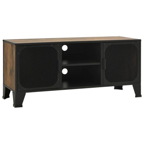 TV Cabinet Rustic Brown 105x36x47cm Metal MDF - Image 2