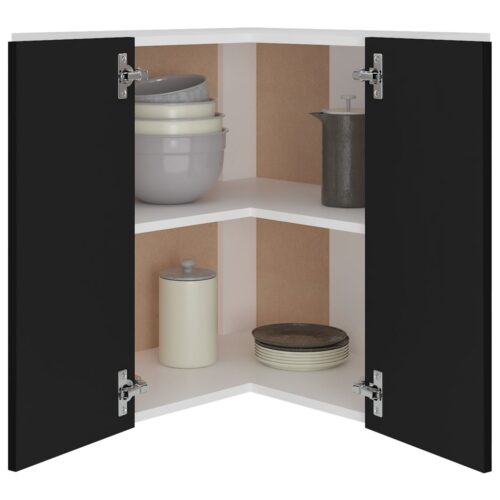Hanging Corner Cabinet Black 57x57x60cm Engineered Wood - Image 4