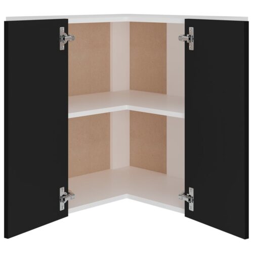 Hanging Corner Cabinet Black 57x57x60cm Engineered Wood - Image 5