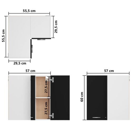 Hanging Corner Cabinet Black 57x57x60cm Engineered Wood - Image 9