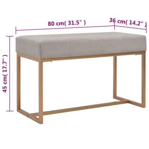Bench 80cm Grey Velvet - Image 5