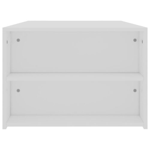 White Coffee Table with Side Storage Shelf Rack Modern Sofa Lounge Wooden White - Image 5