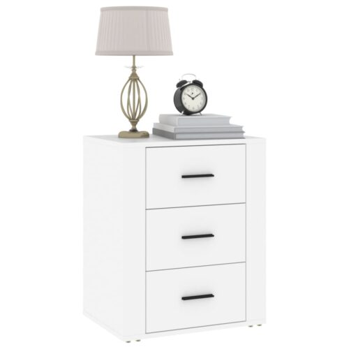 Wooden Bedside Table Drawers Storage Side Lamp Cabinets Bedroom Nightstand White - Image 4