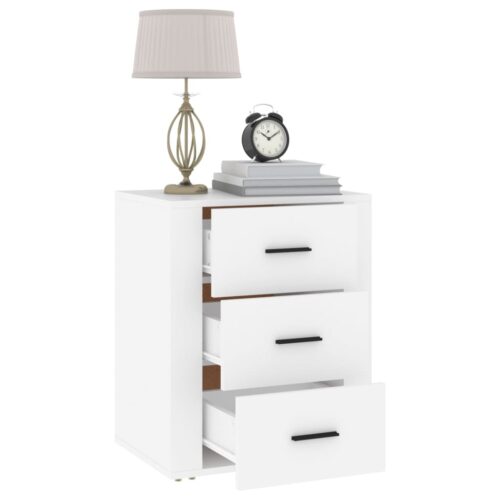 Wooden Bedside Table Drawers Storage Side Lamp Cabinets Bedroom Nightstand White - Image 5