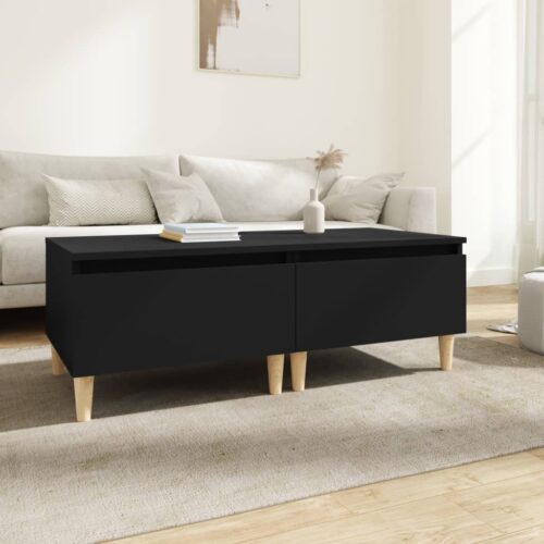 2pcs Wooden Tables Set Sofa Lounge Coffee Side Bedside Storage Nightstand Black 50x46x35cm