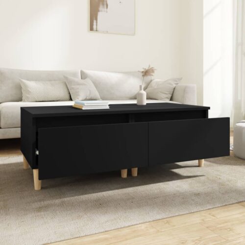 2pcs Wooden Tables Set Sofa Lounge Coffee Side Bedside Storage Nightstand Black 50x46x35cm - Image 3