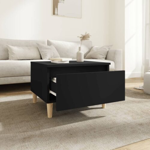 2pcs Wooden Tables Set Sofa Lounge Coffee Side Bedside Storage Nightstand Black 50x46x35cm - Image 4