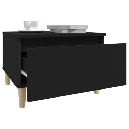 2pcs Wooden Tables Set Sofa Lounge Coffee Side Bedside Storage Nightstand Black 50x46x35cm - Image 6
