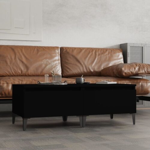 2pcs Wooden Tables Set Sofa Lounge Coffee Side Bedside Storage Nightstand Black 50x46x35cm