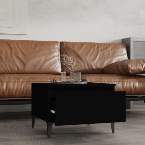 2pcs Wooden Tables Set Sofa Lounge Coffee Side Bedside Storage Nightstand Black 50x46x35cm - Image 3