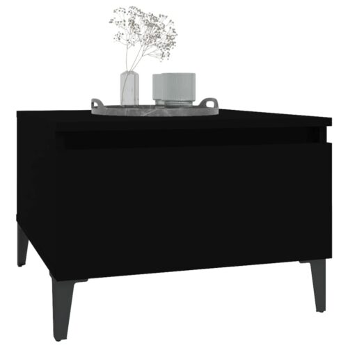 2pcs Wooden Tables Set Sofa Lounge Coffee Side Bedside Storage Nightstand Black 50x46x35cm - Image 4