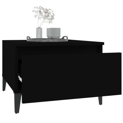2pcs Wooden Tables Set Sofa Lounge Coffee Side Bedside Storage Nightstand Black 50x46x35cm - Image 5