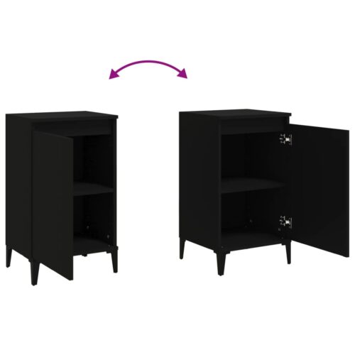 Bedside Cabinets 2pcs Black 40x35x70cm Engineered Wood - Image 11