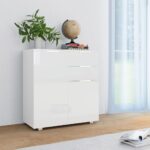 Sideboard High Gloss White 71x35x80cm Engineered Wood
