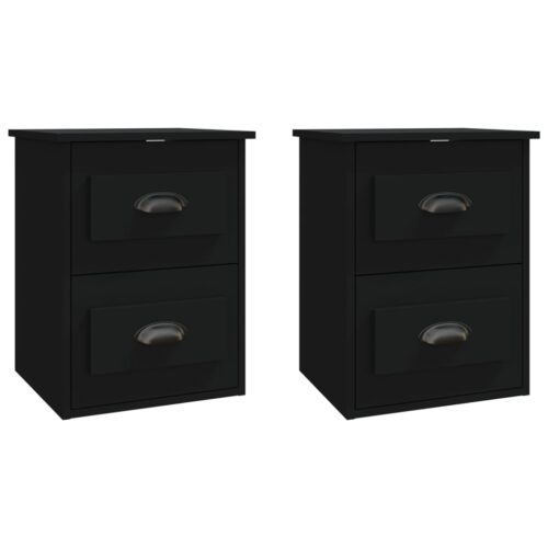 Wall-mounted Bedside Cabinets 2pcs Black 41.5x36x53cm - Image 2