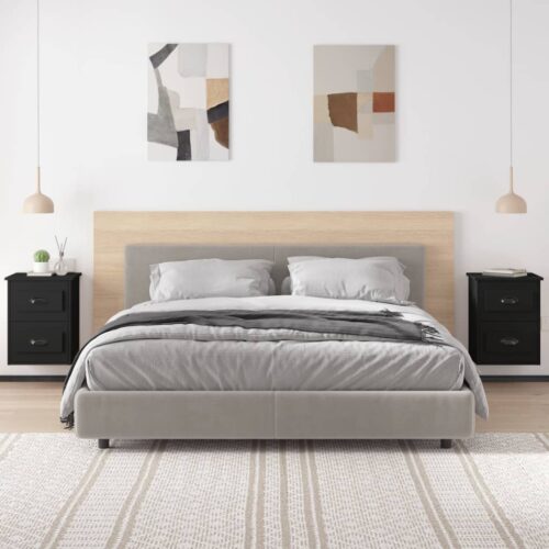 Wall-mounted Bedside Cabinets 2pcs Black 41.5x36x53cm - Image 3