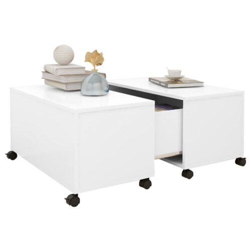 Coffee Table White 75x75x38cm Engineered Wood - Image 3