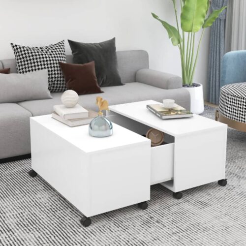 Coffee Table White 75x75x38cm Engineered Wood - Image 9