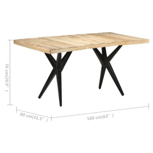 Dining Table 160x80x76cm Rough Mango Wood - Image 7