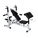 Multi-Station Weight Bench Press Fitness Home Gym Workout Equipment White Black