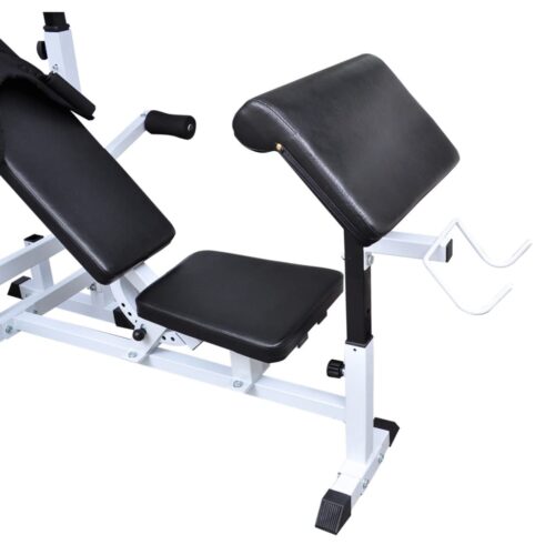 Multi-Station Weight Bench Press Fitness Home Gym Workout Equipment White Black - Image 3