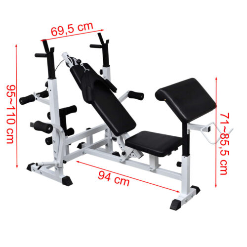 Multi-Station Weight Bench Press Fitness Home Gym Workout Equipment White Black - Image 6