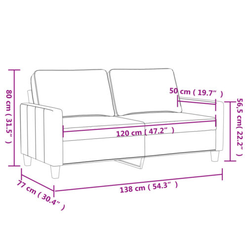 2-Seater Sofa Dark Grey 120cm Velvet - Image 8