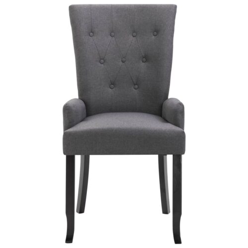 Dining Chair with Armrests Dark Grey Fabric - Image 3