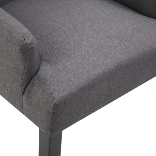 Dining Chair with Armrests Dark Grey Fabric - Image 6