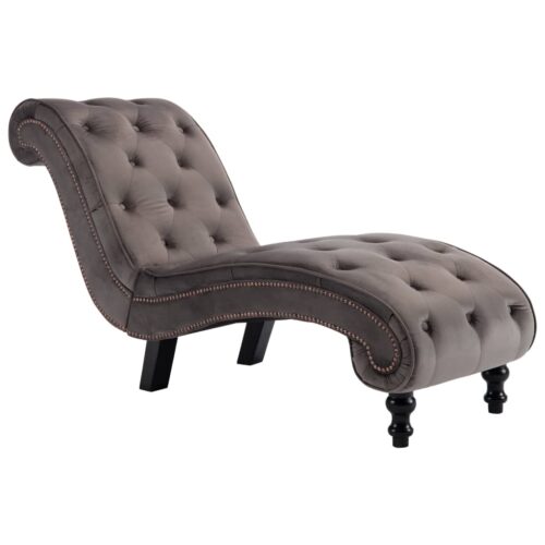Chaise Lounge Grey Velvet - Image 2