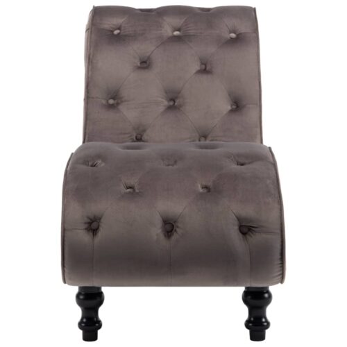 Chaise Lounge Grey Velvet - Image 3