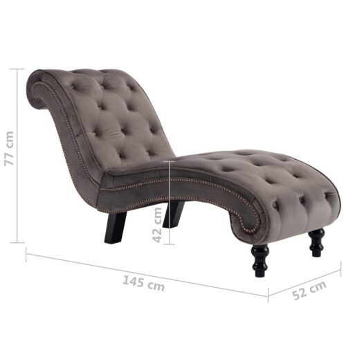 Chaise Lounge Grey Velvet - Image 8
