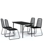 5-Piece Garden Dining Set Black