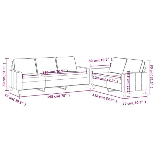2-Piece Sofa Set with Cushions Dark Grey Velvet - Image 7