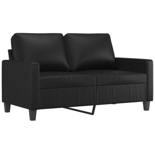 2-Piece Sofa Set 5-Seater Modern Living Lounge Couch Chair Faux Leather Black - Image 3