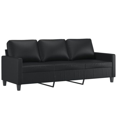 2-Piece Sofa Set 5-Seater Modern Living Lounge Couch Chair Faux Leather Black - Image 4
