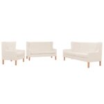 3pc Fabric Sofa Set Provincial Tufted Buttons Lounge Armchair Couch Seater Cream
