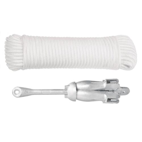 Folding Anchor with Rope Silver 3.2 kg Malleable Iron - Image 2