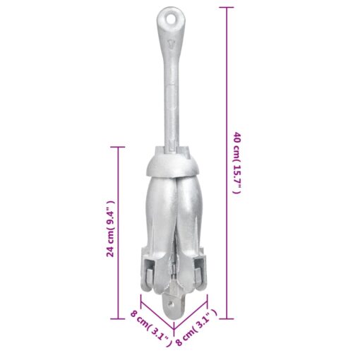 Folding Anchor with Rope Silver 3.2 kg Malleable Iron - Image 11