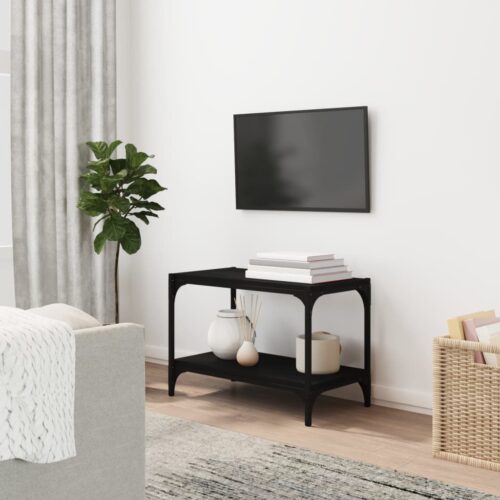 TV Cabinet Black 60x33x41cm Engineered Wood Steel