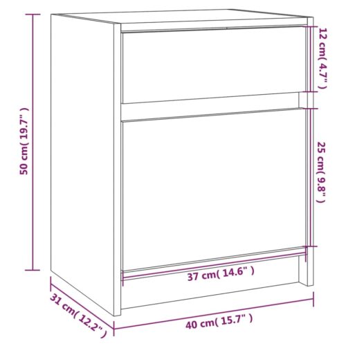 Bedside Cabinet 40x31x50cm Solid Pinewood - Image 11